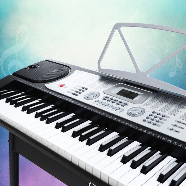 Alpha 61 Keys Electronic Piano Keyboard Digital Electric W/ Stand Beginner Silver Electronic Keyboards