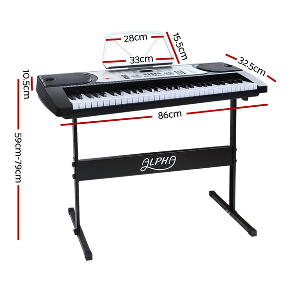 Alpha 61 Keys Electronic Piano Keyboard Digital Electric W/ Stand Beginner Silver Electronic Keyboards