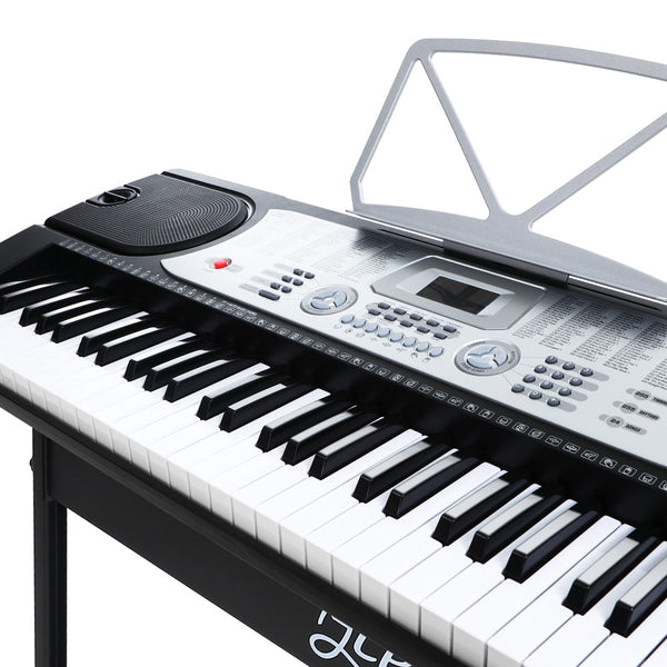 Alpha 61 Keys Electronic Piano Keyboard Digital Electric W/ Stand Beginner Silver Electronic Keyboards