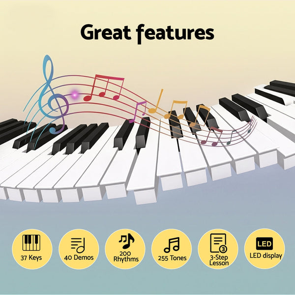 Alpha 37 Key Digital Piano Keyboard Electric Black Electronic Keyboards