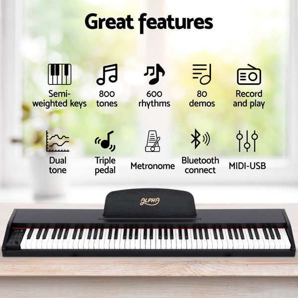 Alpha 88 Keys Digital Piano Keyboard Electronic W/ Stand Electronic Keyboards