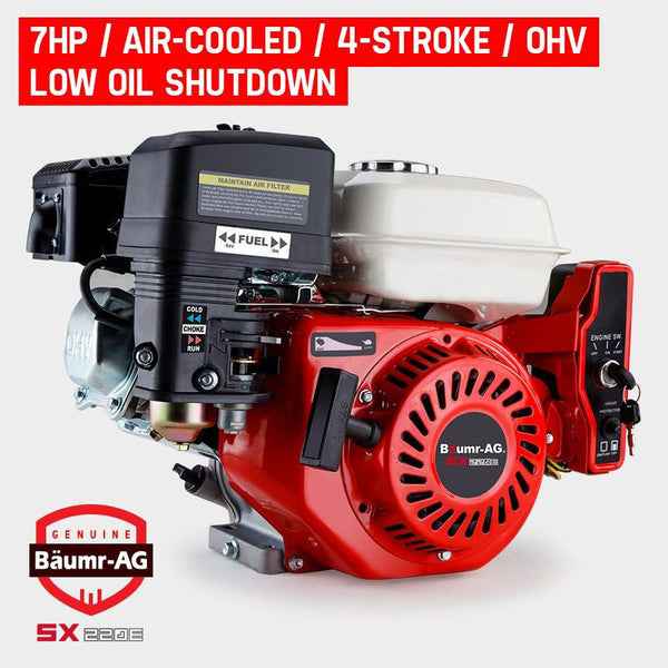 Baumr Ag 7Hp Petrol Engine Stationary Motor Ohv Horizontal Shaft Electric Start 4 Stroke Multi Purpose Power Tool Engines