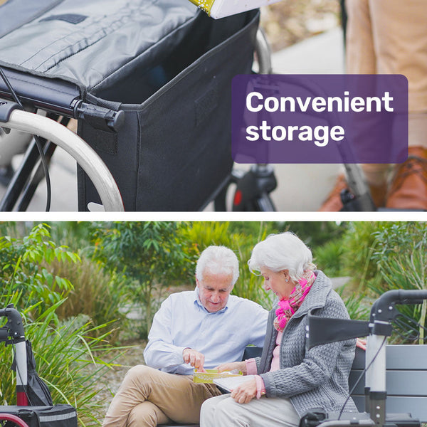 Walkers & Canes Equipmed Foldable Aluminium Walking Frame Rollator With Bag And Seat Silver