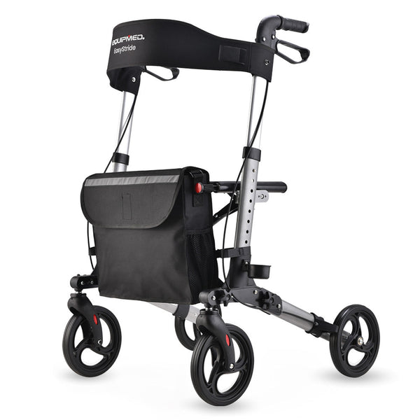 Walkers & Canes Equipmed Foldable Aluminium Walking Frame Rollator With Bag And Seat Silver