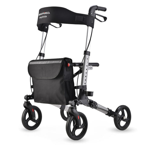 Walkers & Canes Equipmed Foldable Aluminium Walking Frame Rollator With Bag And Seat Silver