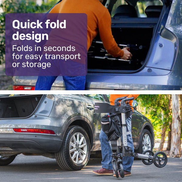 Walkers & Canes Equipmed Foldable Aluminium Walking Frame Rollator With Bag And Seat Silver