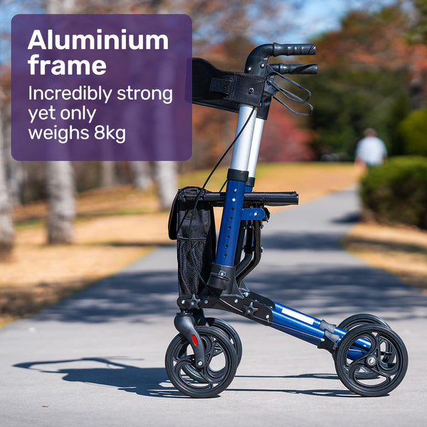 Equipmed Easystride Quick Fold Aluminium Rollator Blue Walkers & Canes