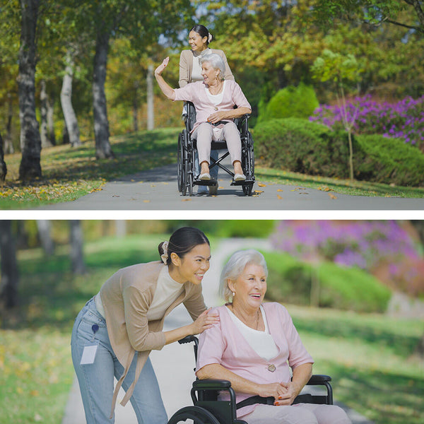 Equipmed Folding Wheelchair 24 Inch 136Kg Capacity Chair Retractable Armrests Black Wheelchairs
