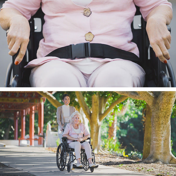 Equipmed Folding Wheelchair 24 Inch 136Kg Capacity Chair Retractable Armrests Black Wheelchairs