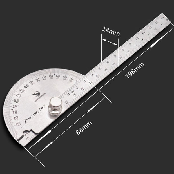 Stainless Steel Protractor With Zero To One Hundred 80 Degree Angle Measurement Protractors