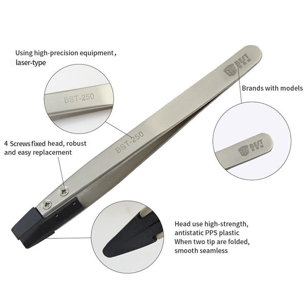 Stainless Steel Anti Static Tweezer Best Bst 250 For Precision Handling Electronics Tweezers