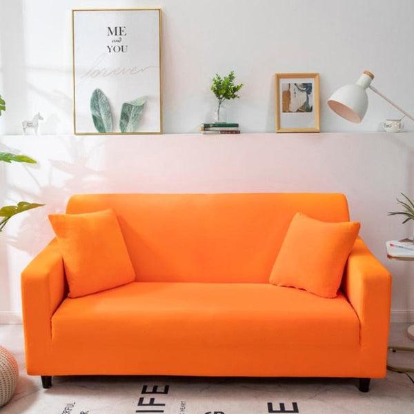 2 Seater Sofa Cover Plain Orange Style Protection For Living Room Chair Slipcover Slipcovers