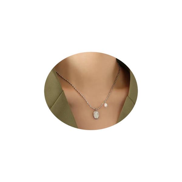 Elliptical Titanium Steel Necklace Collarbone Chain Womens Necklaces & Pendants