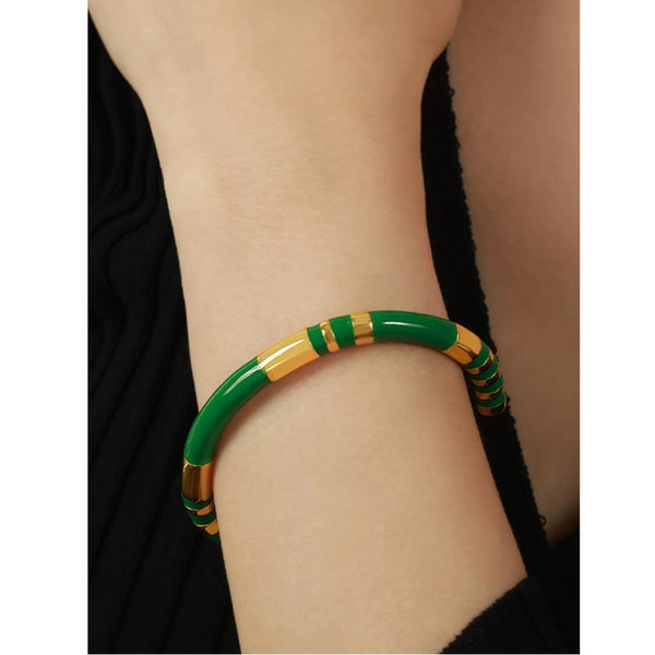 Enamel Titanium Steel Cuff Bracelet Bracelets
