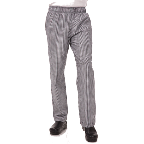 Chef Works Essential Men's Small Checks Baggy Black Pants By Chef Pants