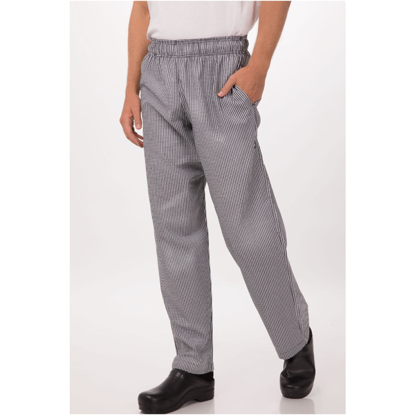 Chef Works Essential Men's Small Checks Baggy Black Pants By Chef Pants