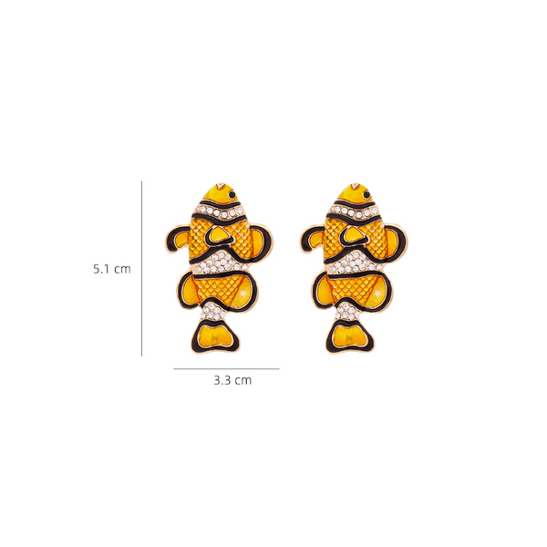 Veile Studios Diamond Studded Clownfish For Women In Fashion Elegant Sophisticated Earrings
