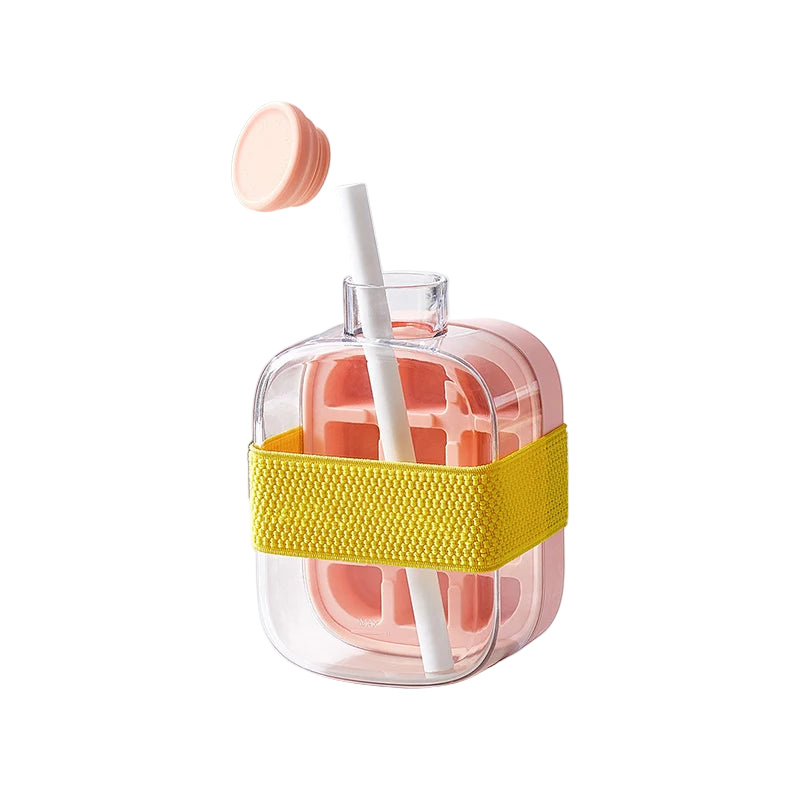 Ice Tray Cube Mold Press Maker With Lid 2 In 1 Bottle Food Grade Making Straw Dual Use Kettle Ice Cubes Trays & Moulds