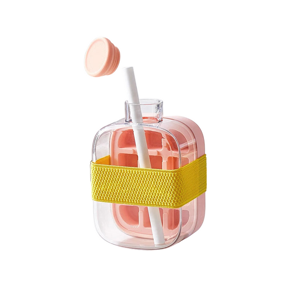 Ice Tray Cube Mold Press Maker With Lid 2 In 1 Bottle Food Grade Making Straw Dual Use Kettle Ice Cubes Trays & Moulds