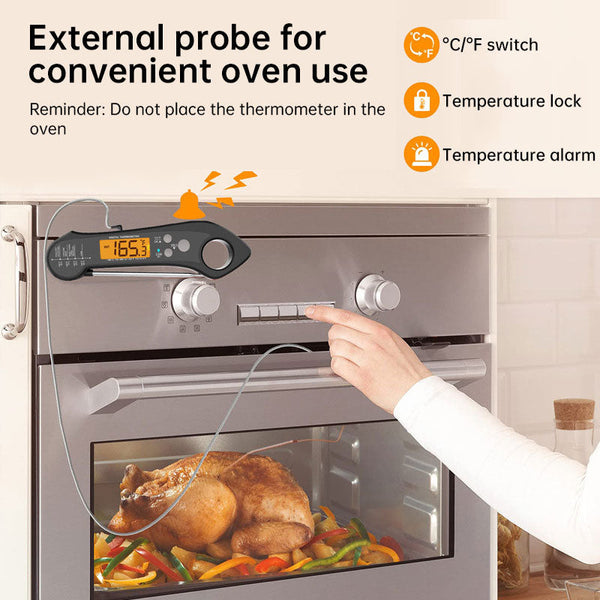 Foldable Ip7 Digital Thermometer With Dual Probes: For Cooking Bbq Meat Grilling Food Kitchen Tools. Cooking Thermometers