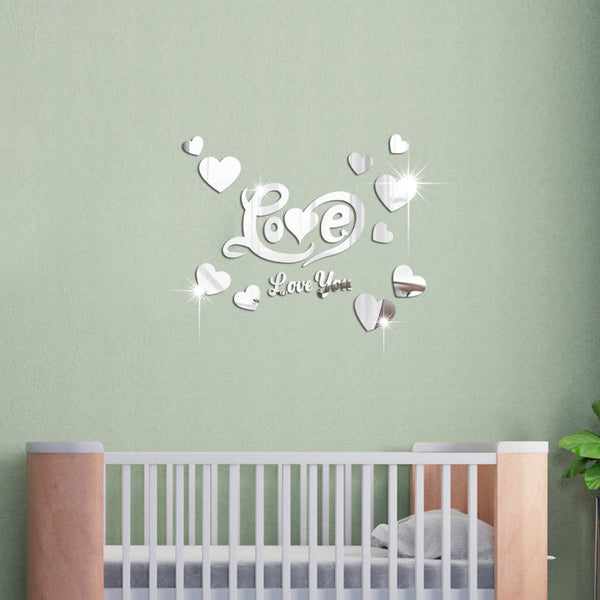 Cross Border Export Love Mirror Acrylic Wall Sticker For Bedroom And Living Room Decor Mirrors
