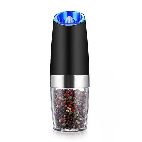 Electric Spice Grinder: Automatic Gravity Operated Led Light Adjustable Coarseness Salt & Pepper