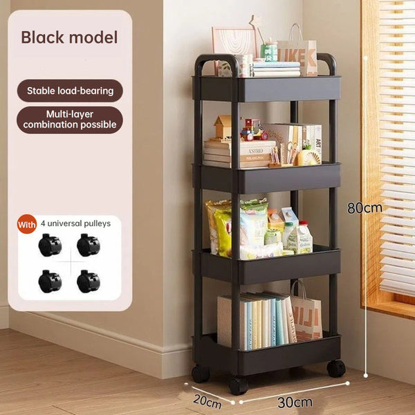 White Rolling Storage Cart. Multifunctional Open Shelves For Books Ideal Kitchen & Bedroom Kitchen Carts