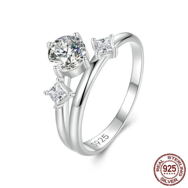 Veile Studios Silver Charm Zircon Double Layer Ring Wedding S925 Pure Jewelry Rings