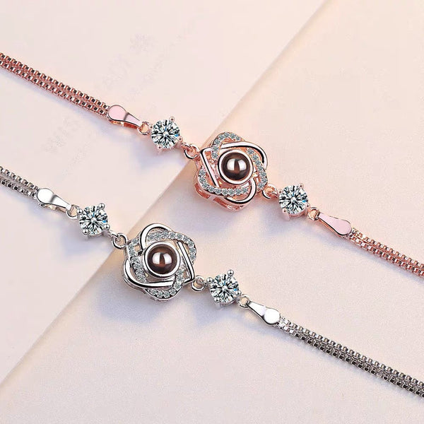 Customized Color Photo Projection S925 Pure Silver Six Pointed Star Bracelet With 100 Languages For Birthday Commemoration Bracelets