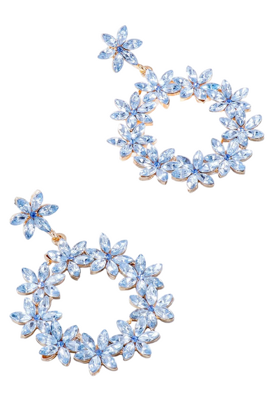 Rhinestone Flower Dangle Earrings
