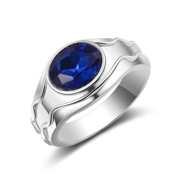 Simple Elegant Mens Ring Artificial Gemstones Silver Gold Plated Rings