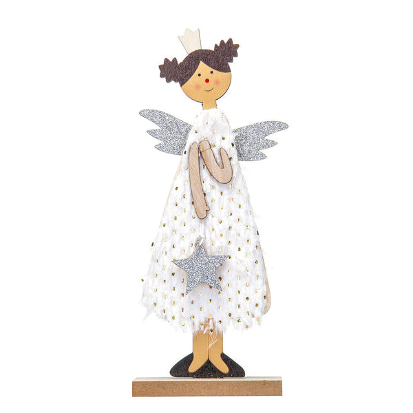 Christmas Decoration Desktop Diy Wooden Ornament Cartoon Angel Figurine Gift Seasonal Decorations