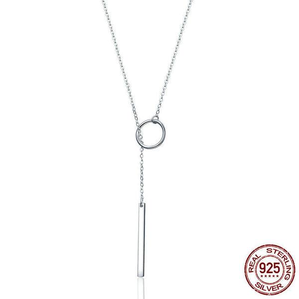 Simple Round And Bar Necklace S925 Sterling Silver Necklaces & Pendants