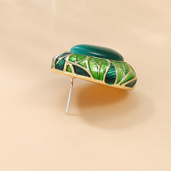 Veile Studios Alloy Oil Drop Green Waterdrop Studs Suitable For Women Earrings