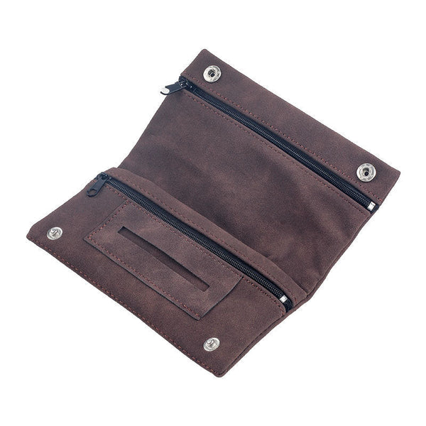 Handmade Brushed Leather Cigar Bag: Foldable Multifunctional Holds Lighter & Tobacco (Moisturizing) Bags
