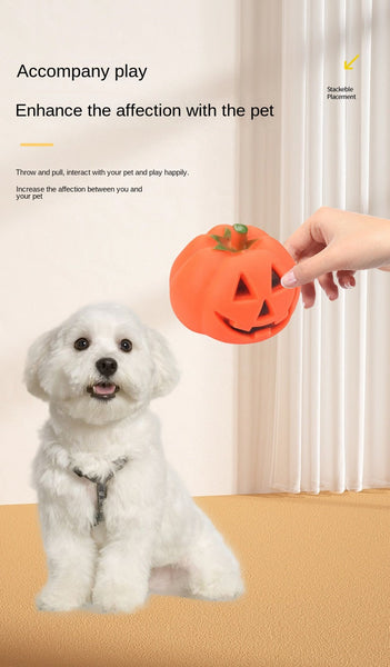 Halloween Pumpkin Toy For Pets Interactive Rubber With Sound Dogs Chew And Play Dog Toys