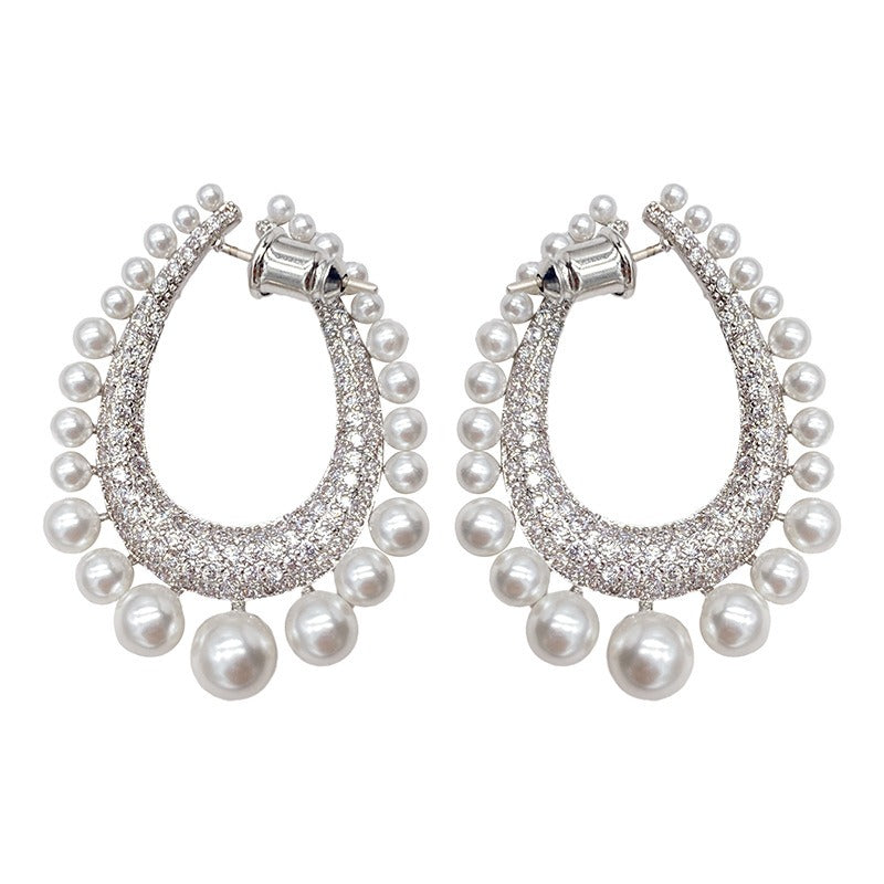 Veile Studios Pearl Water Drop With Diamond Inlay For Fashion Jewellery Collection Earrings