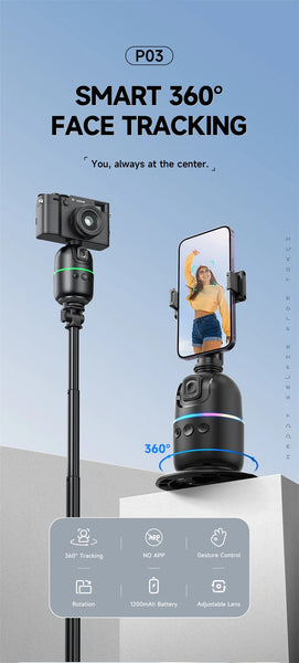 P03 Ai Smart Gimbal 360 Auto Face Tracking All In One Rotation For Smartphone Video Vlog Stabilizer Phone Holder Stabilizers