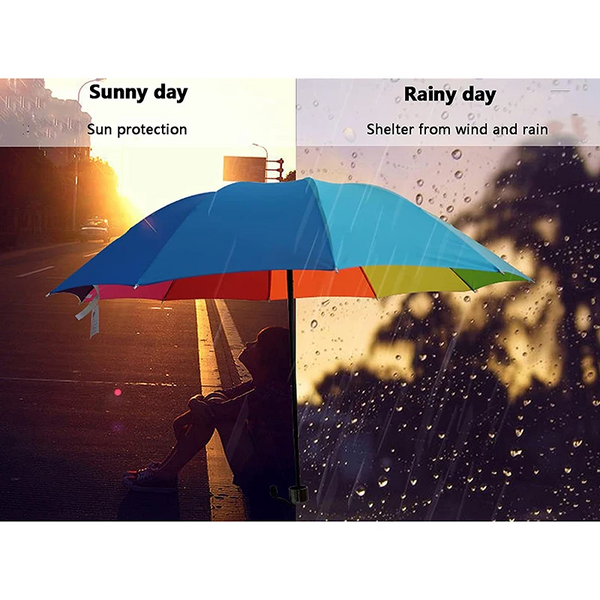 Rainbow Fold Umbrella Women And Men Non Automatic Popular Creative Three Folding Adults Children Gloves & Mittens