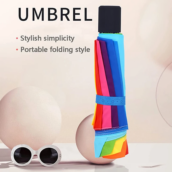 Rainbow Fold Umbrella Women And Men Non Automatic Popular Creative Three Folding Adults Children Gloves & Mittens