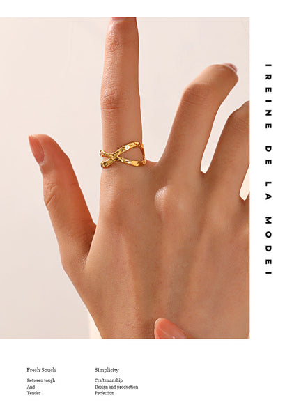 And American Fashion Personality Simple Line Cross Opening Ring Rings