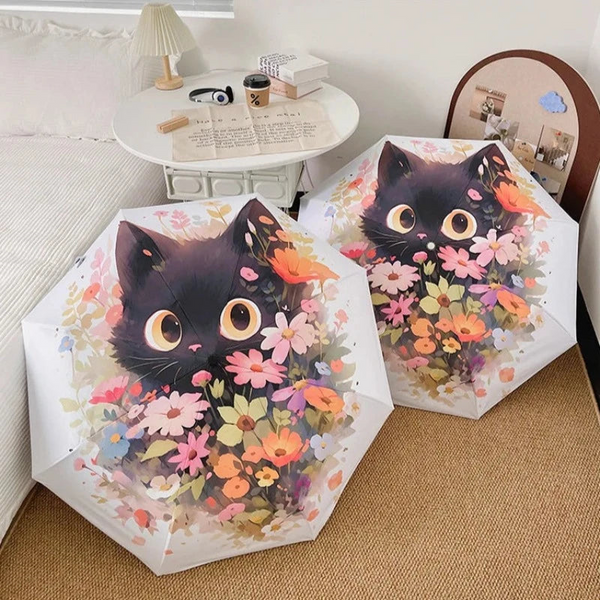 Flower Cat Umbrella Cartoon Full Automatic Smart Sun For Women Strong Paraguas Mujer Umbrellas