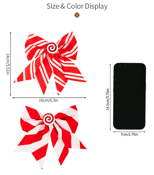 Christmas Bow Tree Ornament Red And White Stripe Candy Window Decoration Seasonal Decorations