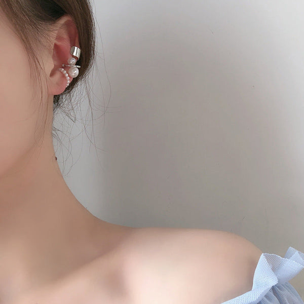 Veile Studios Retro Style Pearl Ear Bone Clip Without Piercing For Women High End Earrings