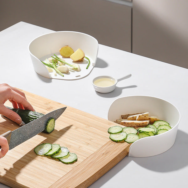 Vegetable Board Corner Storage Stir Fry And Side Dish Plate Round White Preparation Bowls & Plates
