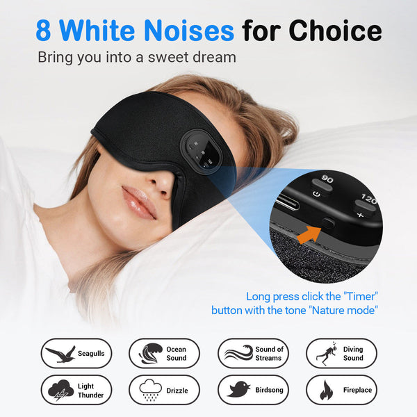 Bluetooth White Noise Milk Silk 3D Eye Socket Full Blackout Breathable Smart Music Sleep Mask Sleep Masks