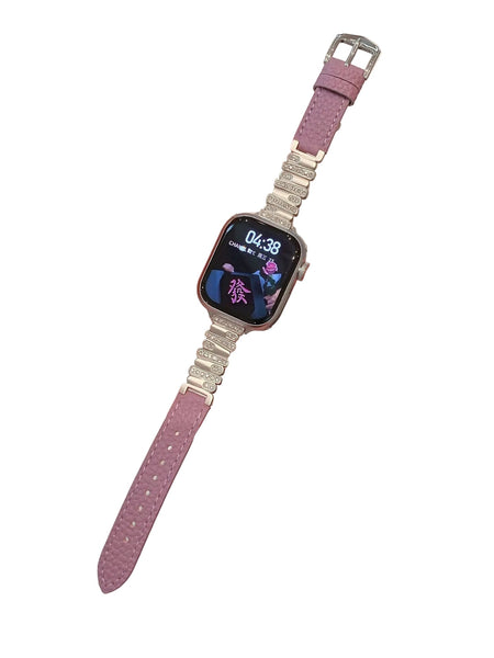 Irregular Rhinestone Embellished Leather Strap For Apple Watch 4/5/6/7/8/9/S10 Band Watch Bands