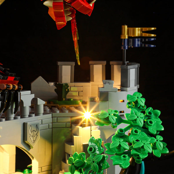 21348 Dragon And Dungeon Red Legend Led Lighting Toys Decorative Lights Gift Building Blocks