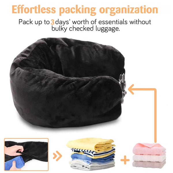Airplane Travel Sleeping Pillow U Shaped Velvet Pillowcase Fillable Design With Storage Pouch Pillow Cases