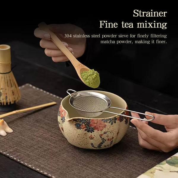 2 8Pcs Japanese Flint Red Matcha Set: Bamboo Whisk Bowl Box Exquisite Tea Tools Gift Teapots